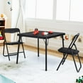 thumbnail image 4 of Folding Card Table and Chair Set of 3, Upholstered Foldable Table and Chair Set, Portable Metal Frame Children's Activity Table and Chairs Set for Eating, Reading, Playing, Black, 4 of 8