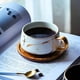 thumbnail image 2 of Tazas de capuchino con platillo, tazas de espresso de 300 ml de porcelana para té, café y capuchino, tazas de café con disco de madera - blanco, 2 of 4