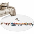 thumbnail image 2 of Round Area Rug 3ft, Watercolor Row Of Birds on White Non-Shedding Washable Area Rug, Vintage Branch Non Slip Low-Profile Circle Rugs for Living Room, Bedroom Dining Room, 2 of 9