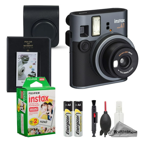 Fujifilm Instax Mini 41 Instant Film Camera (Black)   Case   Instax Mini Instant Film (20 Sheets)   Cleaning Kit   Mini Photo Album