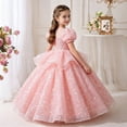 thumbnail image 6 of AHTJRT Girls Sequin Sheer Dress Bubble Sleeve Butterfly Cute A-Line Dresses Wedding Bridesmaid Princess Pageant Gowns Pink 9-10 Years, 6 of 10