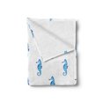 thumbnail image 2 of Animal Soft Flannel Fleece Throw Blanket, Unusual Equine Shaped Fish Motif in Simple Featured Backdrop Cottage Cabin, Cozy Plush for Indoor and Outdoor Use, 60" x 80", Turquoise White, by Ambesonne, 2 of 5