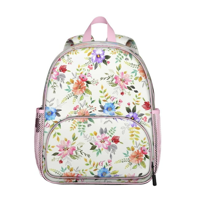 Bright Floral Students Backpack - Vintage Tropical Flower and Leaves Pattern with Durable Construction, Comfortable Dual Shoulder Support for School Use