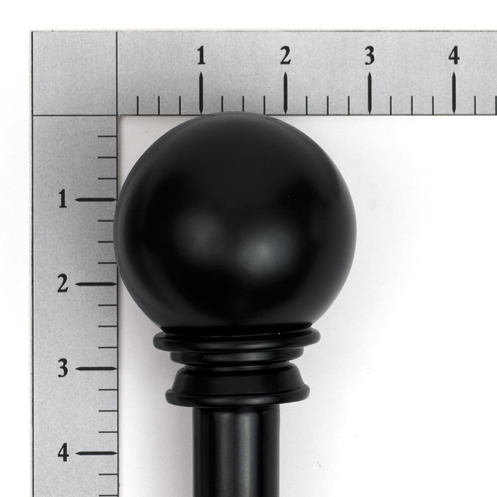 Lumino 1" Black Classic Ball Adjustable Single Curtain Rod Set, 42"-120"