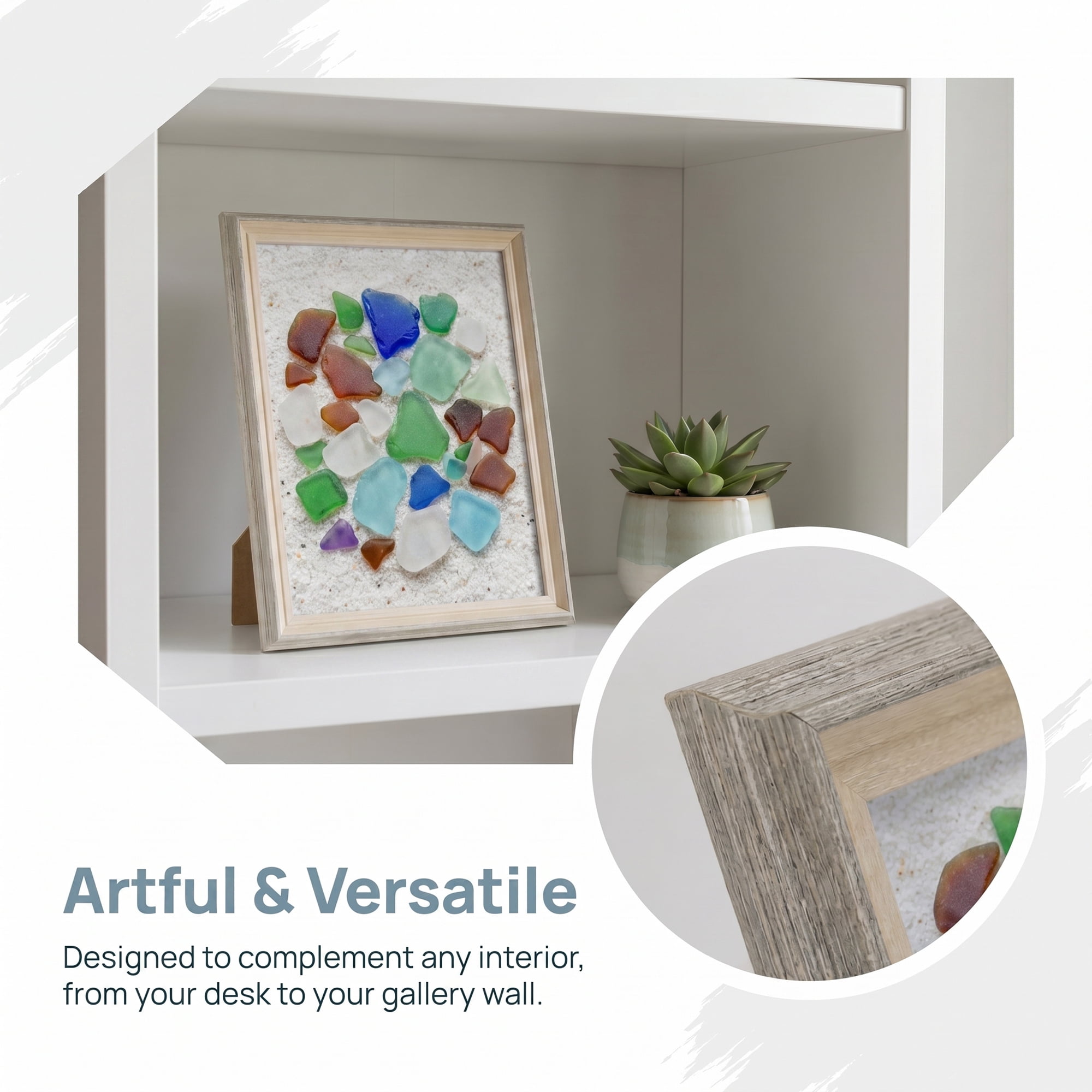 Unique Bargains Resin Picture Frame with HD Glass Vintage Wall Hanging Gray-Blue 4" x 5"