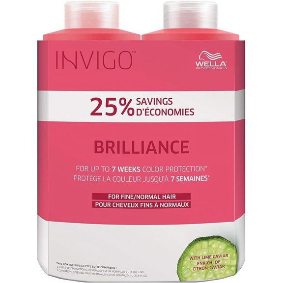 Wella Brilliance Shampoo and Conditioner For Fine To Normal Colored Hair Duo