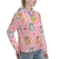 thumbnail image 3 of Hoodies for Women - Cute bear pink checkered Comfrt Colour Drawstring Women'S Fashion Hoodies & Sweatshirts, Fall Outfits Clothes for Women 2024 Pullover with Kangaroo Pocket, 3 of 7