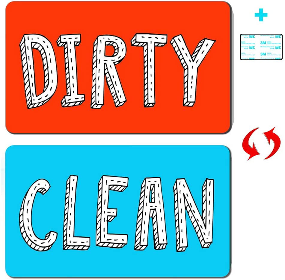 White JINSHUN Dishwasher Magnet Clean Dirty Sign Non-scratching Magnet And 3M Adhesive Stickers Shows You Dishes Are Clean or Dirty