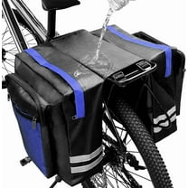 Bike Rear Rack Double Pannier Bag, 30L Waterproof Bicycle Trunk BagBike Pannier Bag with Reflective Trim, for Grocery Shopping Commuter Long Cycling Trip (Blue)
