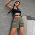 thumbnail image 2 of EMMIOL Women's Mid Waist Cargo Shorts Elastic Waist Casual Summer Cotton Shorts with Pockets, 2 of 7