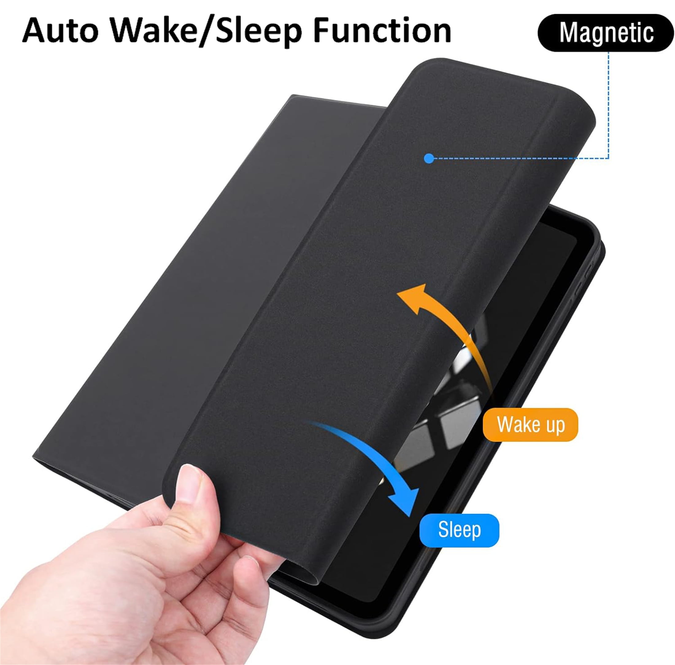 Wireless Bluetooth Keyboard Shockproof Smart Case with Pencil Holder for iPad 9th 2021 8th 7th Gen 10.2 inch Black