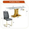 thumbnail image 5 of Table and chair set.71 inch tempered glass dining table covered with white marble textured stickers.Paired with 8 Dark Gray Chairs With Gold Metal Legs., 5 of 6