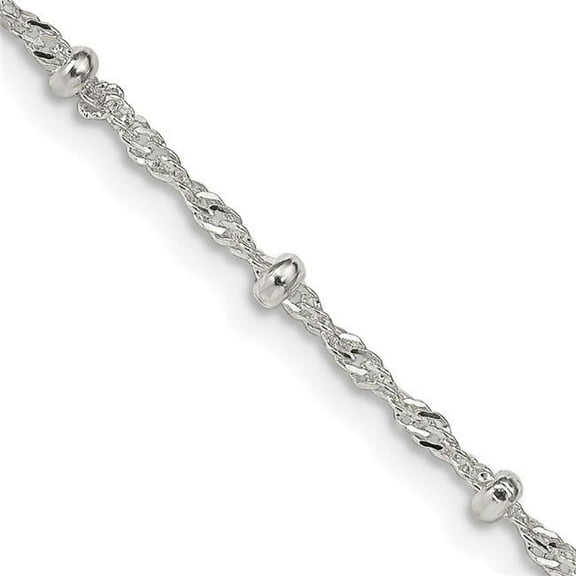 Finest Gold Sterling Silver 2.5 mm Singapore with Beads Chain - 14 in.