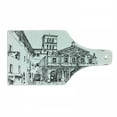 thumbnail image 1 of Italy Cutting Board, Vintage Famous Cityscape of Rome Illustration Hand Drawing Sketch Pattern Print, Tempered Glass Cutting and Serving Board, Wine Bottle Shape, Black and White, by Ambesonne, 1 of 1