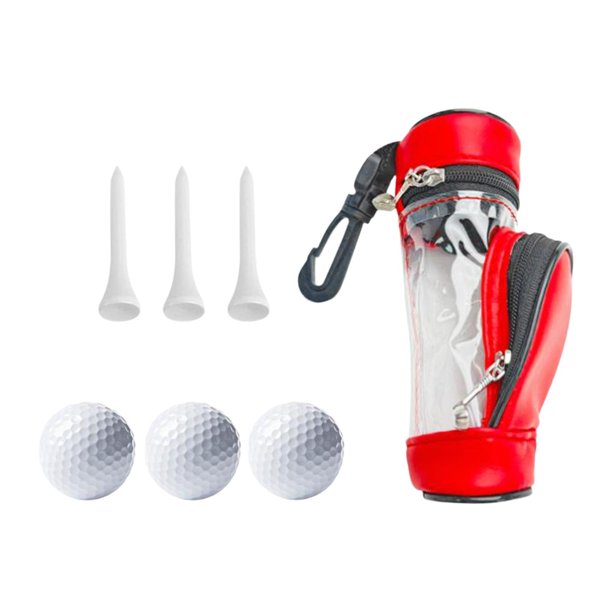 Bolsa de bolas de golf Bolsa de cintura con gancho para el bucle de cinturón Regalo de golfista para hombre con 3 bolas y 3 camisetas Organizador de Rojo