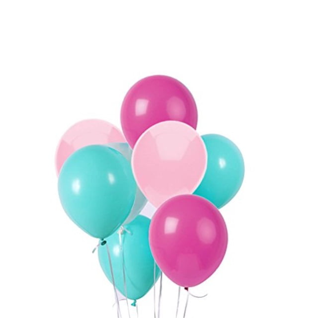 10 Inch Rose Red Turquoise Soft Pink Latex Balloons 100 Count For