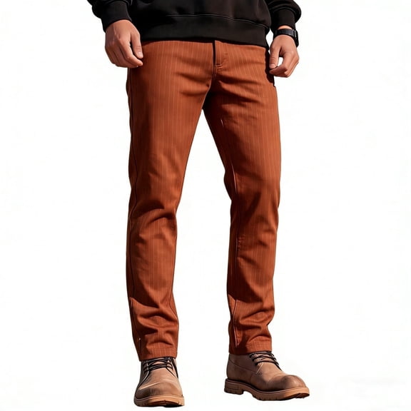 GINGTTO Men's Casual Stretch Slim Chinos - Versatile Terracotta Orange Trousers for Everyday Wear