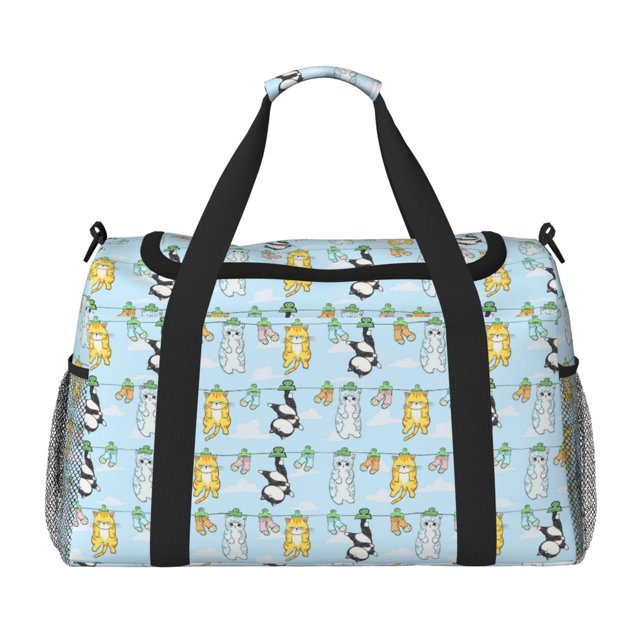 Disketp Cartoon Cat Bolsa de Viaje Tipo Duffle, Bolso de Mano para Fin de Semana para Mujer, Bolsa de Gimnasio Ligera para Hombre, Esencial para Viajes
