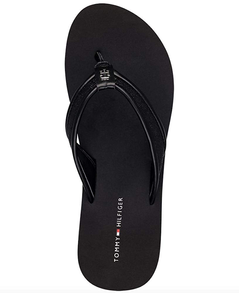 tommy hilfiger women's black flip flops