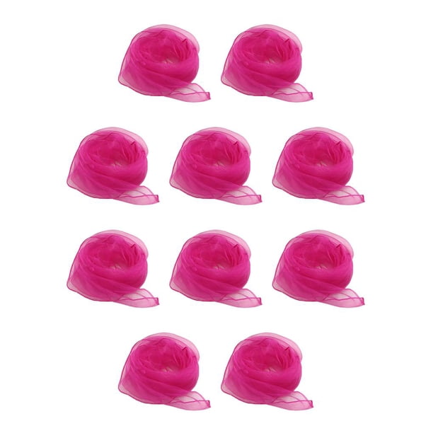 Qarigey Bufandas cuadradas Pañuelo de gasa Accesorios de tela Adornos para el cabello Accesorio de fiesta para representaciones teatrales Nuevo fucsia 60*60cm 10Conjunto