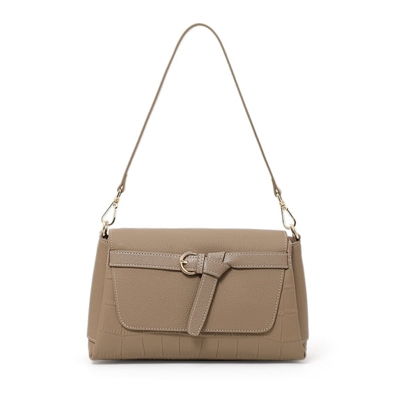 Genuine Leather Cowhide Crossbody Bag, Women's Retro Mixed Texture Messenger Shoulder Purse