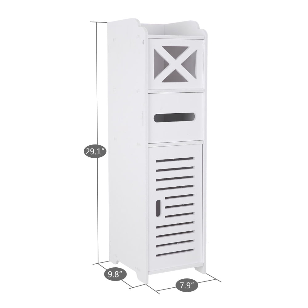 Kepooman 7.87" x 9.84" x 29.13" Storage Corner, Floor Cabinet with Doors and Shelves, Narrow Cabinet for PVC Toilet Paper Towel, White Kepooman 7.87" x 9.84" x 29.13" Storage Corner, Floor Cabinet with Doors and Shelves, Narrow Cabinet for PVC Toilet Paper Towel, White