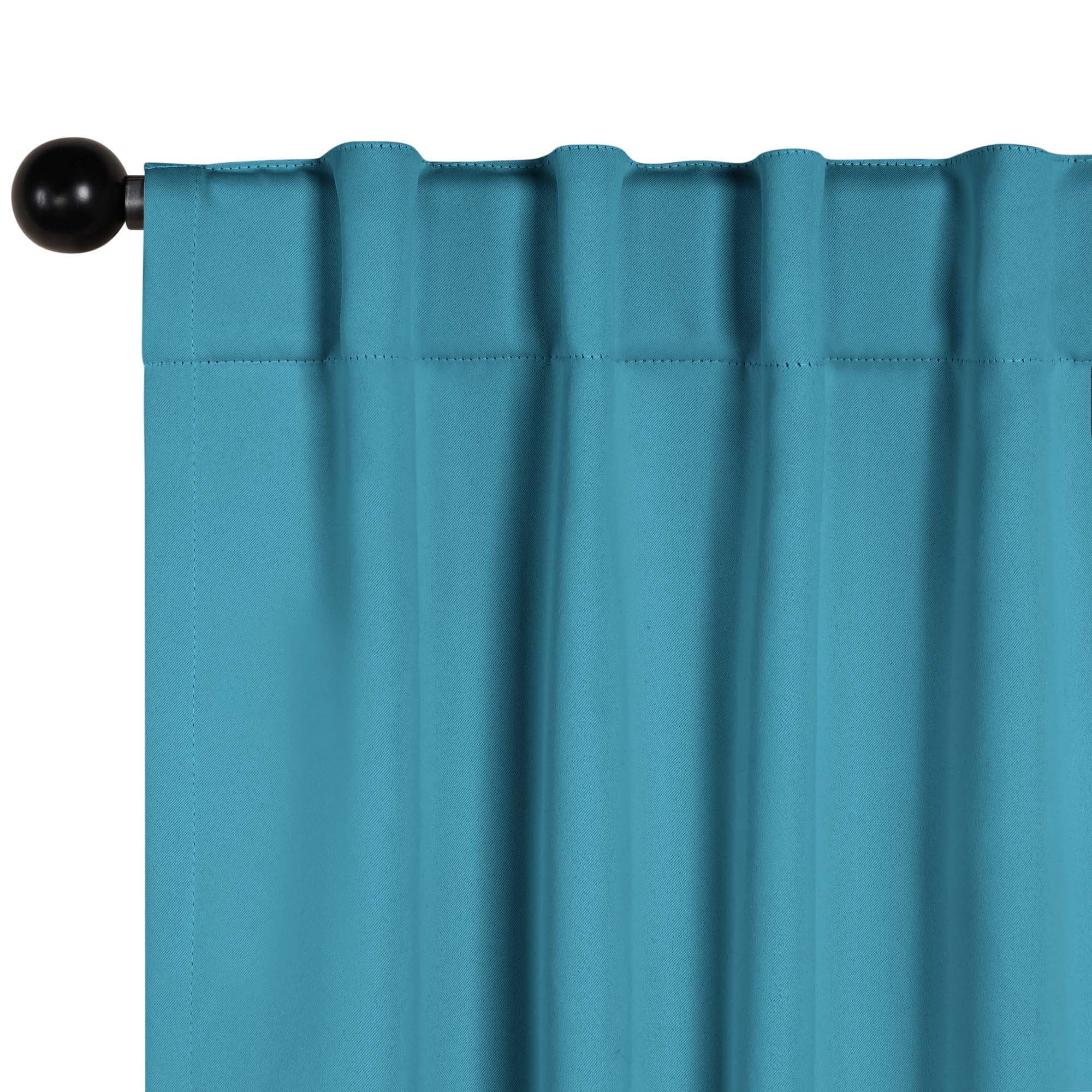 Superior Blackout Solid Light Filtering Back Tab Curtain Panel Set, 52" x 108", Aqua