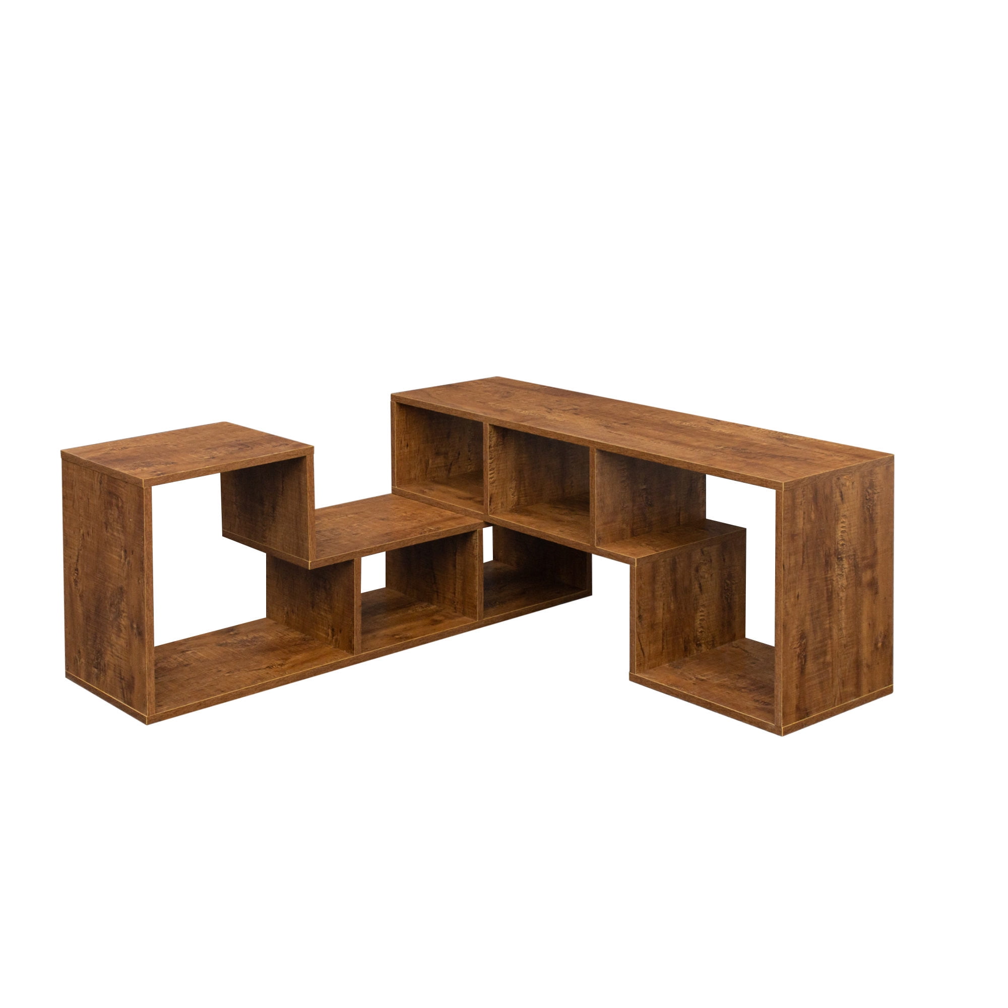 Yardi Yard Modern DIY Double L-shaped TV stand, Stackable Wood Bookcase Bookshelf for CDs/Books/Media Storage, Brown Yardi Yard Modern DIY Double L-shaped TV stand, Stackable Wood Bookcase Bookshelf for CDs/Books/Media Storage, Brown