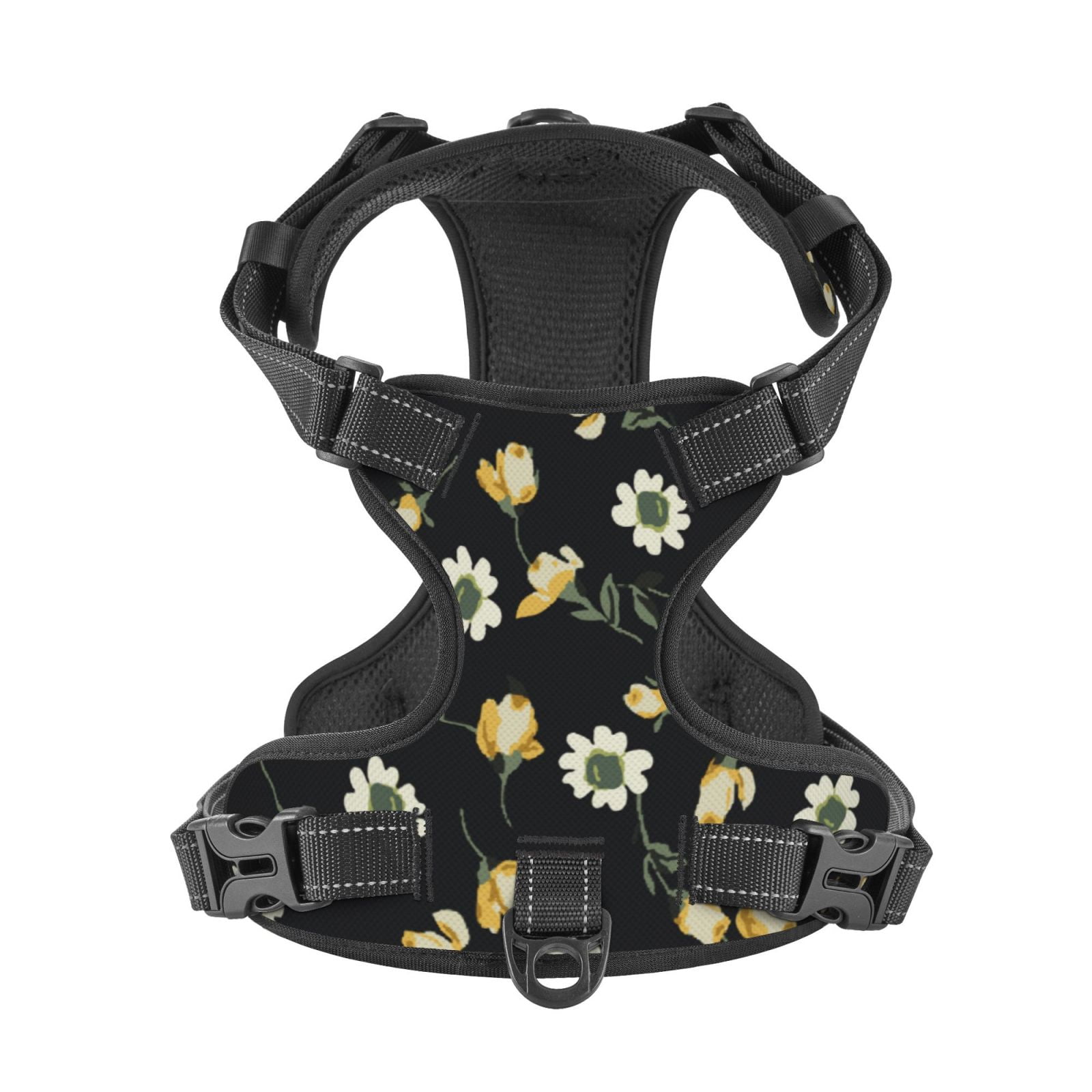 Kdxio Daisy Print No Pull Dog Harness Adjustable Reflective Oxford Easy Control Medium Large Dog Harness for Training and Everyday-Medium