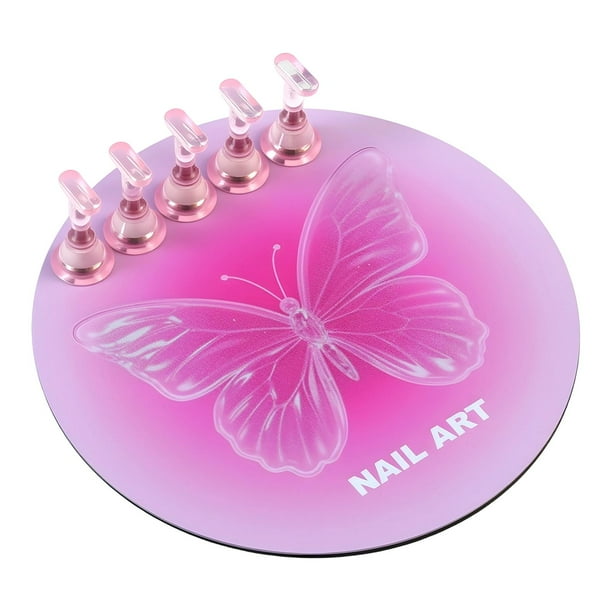Soporte para uñas, soporte para puntas de uñas, herramienta de manicura, suministros profesionales, accesorios de bricolaje Rosa Redonda