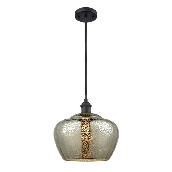 516-1P-BK-G96-L-Innovations Lighting-Fenton - 1 Light Cord Hung Mini Pendant In Industrial Style-11 Inches Tall and 11 Inches Wide-Matte Black