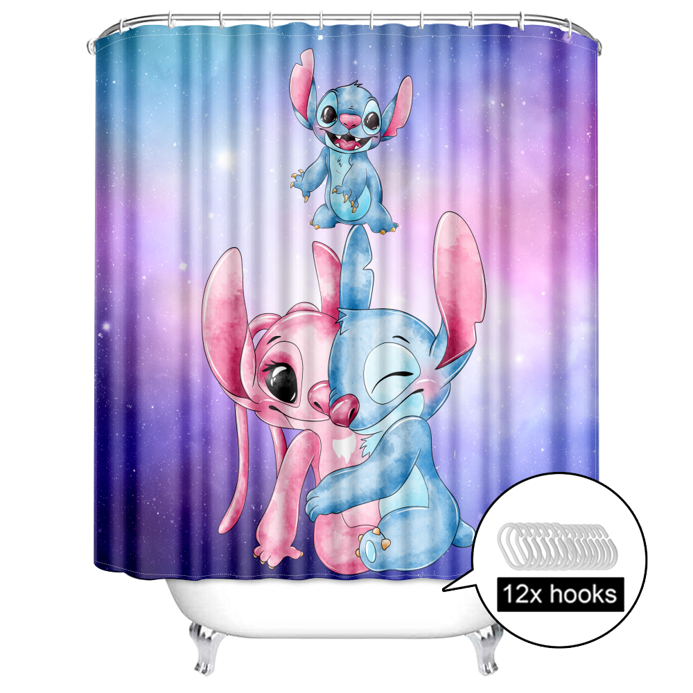 Lilo Stitch Cartoon Shower Curtains for Winter Bath Bathroom Decors