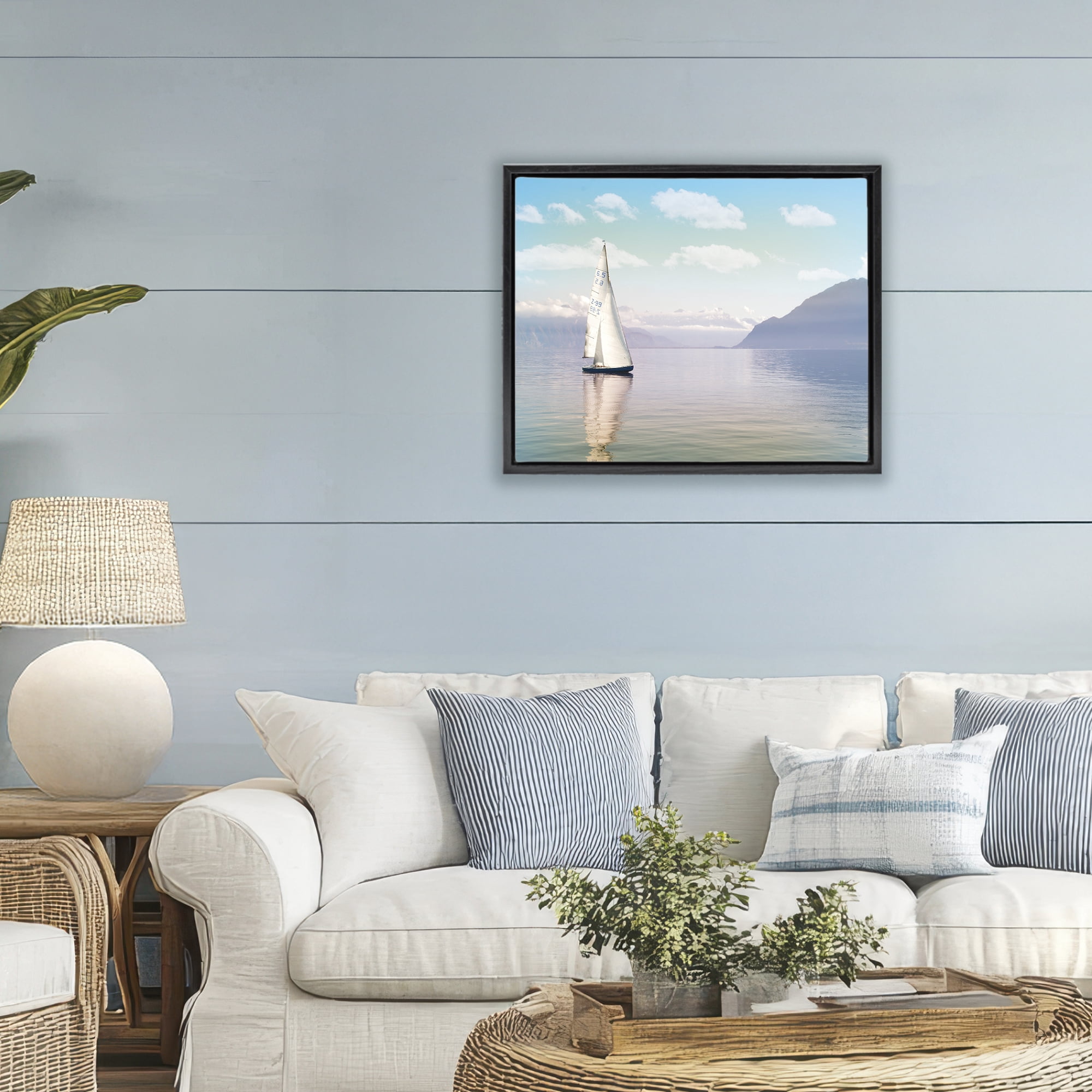 Stupell Industries Ocean Sails Lounging Black Framed Floater Canvas Wall Art, design by Marcus Prime