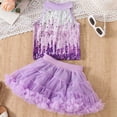 thumbnail image 5 of MEZZALL Carnival Summer Girls' Sequined Tank Tops Tutu Skirt Set Festive Casual Outfit Sets Kids Holiday Gatherings, 5 of 7