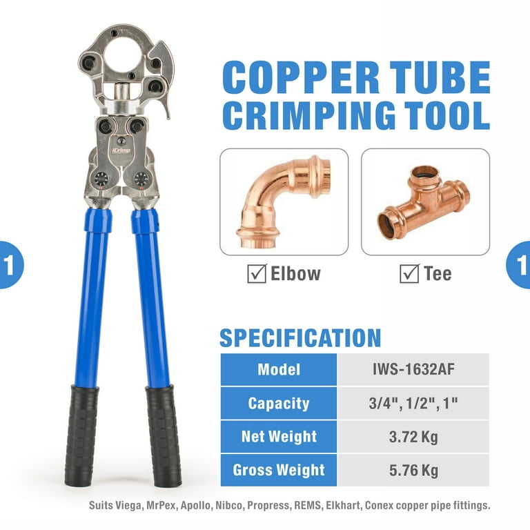 iCrimp 360 Rotatable Heads Copper Pipe Crimping Tool Copper