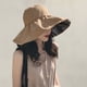 thumbnail image 5 of Sombrero de sol de caza con cola de caballo para mujer, sombrero de pescador para exteriores con borde ancho y protección UV, 5 of 5