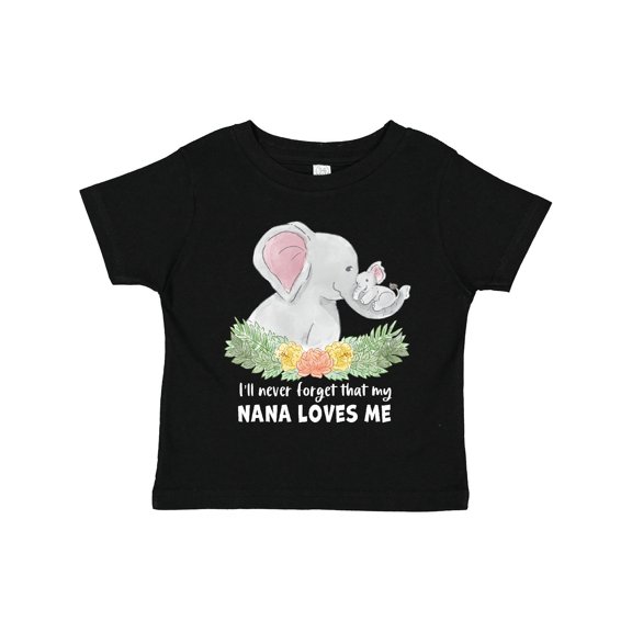 Inktastic I'll Never Forget That My Nana Loves Me with Cute Elephants Boys or Girls Toddler T-Shirt