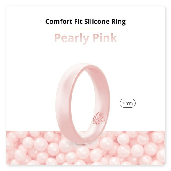 Pearly Pink Breathable Silicone Ring For Women 4mm Bandwidth