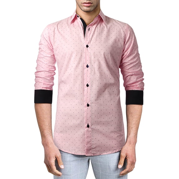 Ma Croix Men’s Premium Long Sleeve Button Down Casual Slim Fit Shirt