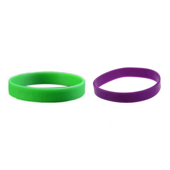 2 Pcs Fashion Silicone Rubber Elasticity Wristband Wrist Band Cuff Bracelet Bangle, Green &