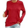 thumbnail image 2 of VgaVtl Womens Sweatshirts Fall Red Sweatshirts for Women Plus Size Soft Long Sleeve Basic Crew Neck Plain Pullover Sweatshirt, 2 of 6