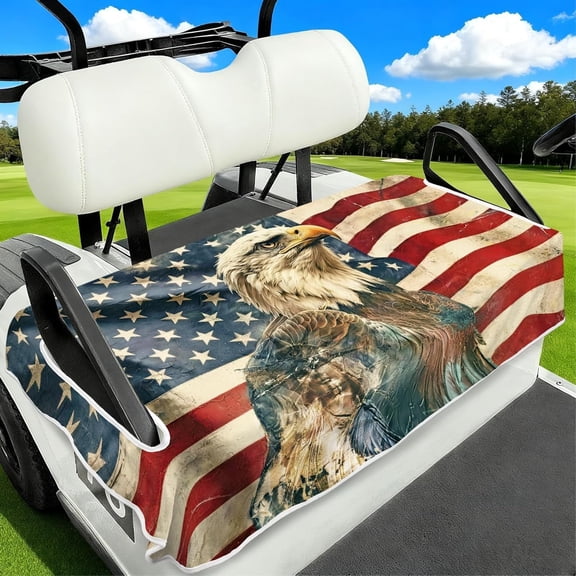 American Flag Golf Cart Seat Covers, Universal Fit for EZGO, Club Car, Yamaha 52"x32", 2 Passenger Golf Cart Seat Protector, Durable Washable