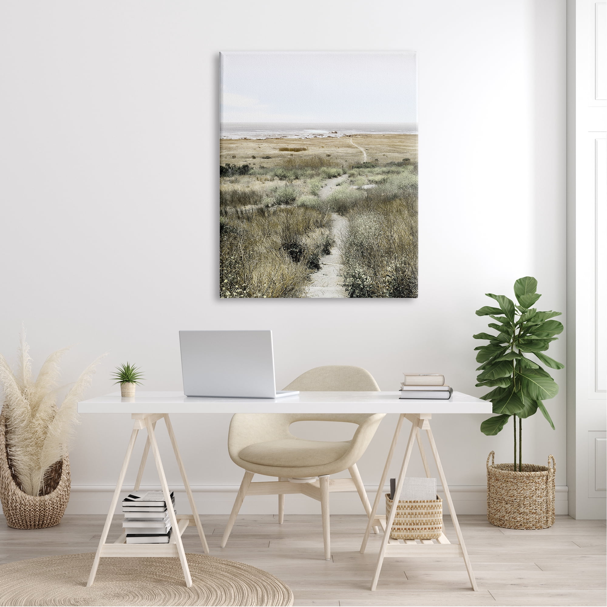 Stupell Industries Distant Shoreline Grassy Beach Path Cloudy Horizon, 36 x 48, Design by Danita Delimont