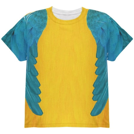 Halloween Blue & Yellow Parrot Macaw Costume All Over Youth T