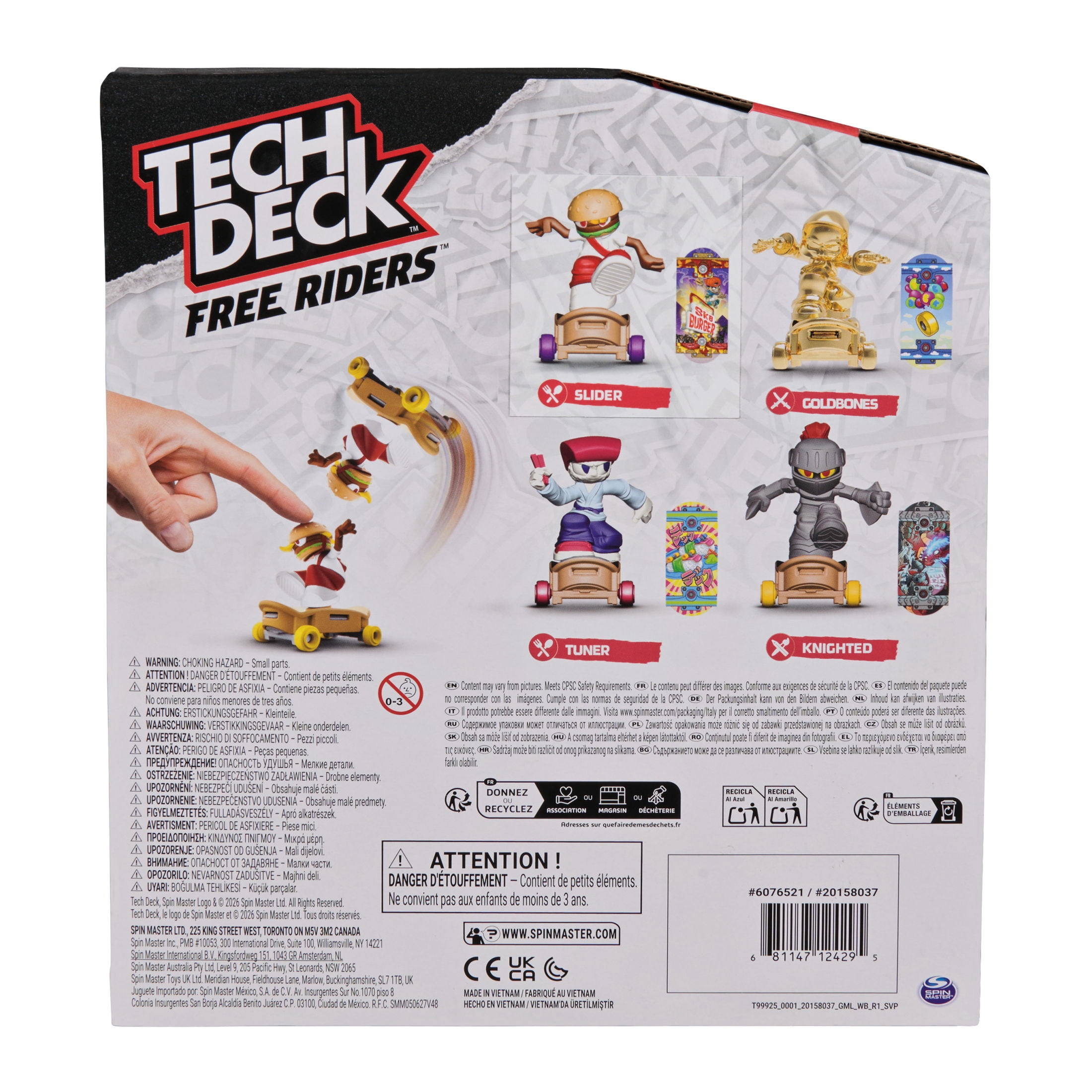 Tech Deck Free Riders 4-Pack Fingerboard and Fidget Toy Set for Kids 6 and up