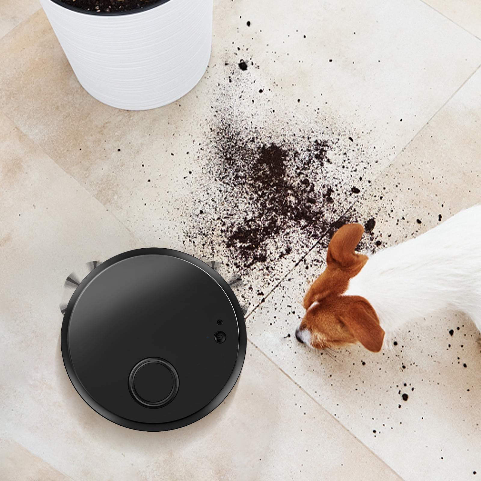 Nkmbld Robot Vacuum with Low Noise Operation Slim, Ideal for Hard Floor, Pet Hair and Low Pile Carpet, Black