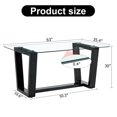 thumbnail image 6 of 5 PCS Table and Chair Set, Rectangular Sining Table with 0.4 "Tempered Glass Tabletop and Black MDF Trapezoidal Support, 4 White PU Leather High Backrest Side Chair with C-Shaped Metal Legs, 6 of 7