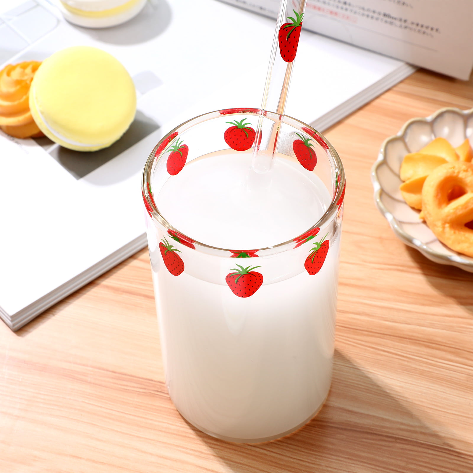 Strawberry Glass Water Cup With Straw AD11328 – Andester