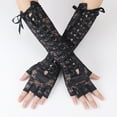 thumbnail image 2 of UJNDER Fingerless Steam Punk Witch Long Elbow Arm Warmers Lace Sleeves for Party Halloween Gloves Mittens Black, 2 of 8