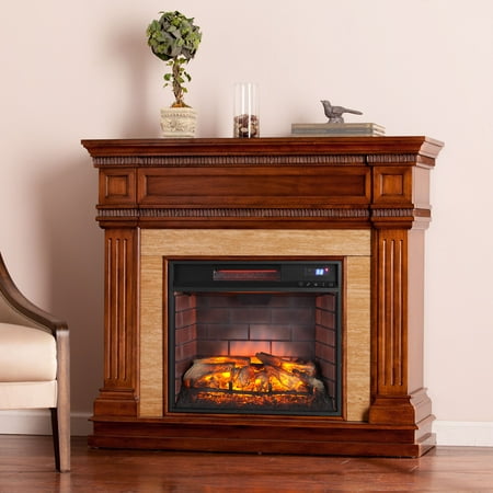 Brantley Stone Look Infrared Fireplace, Oak